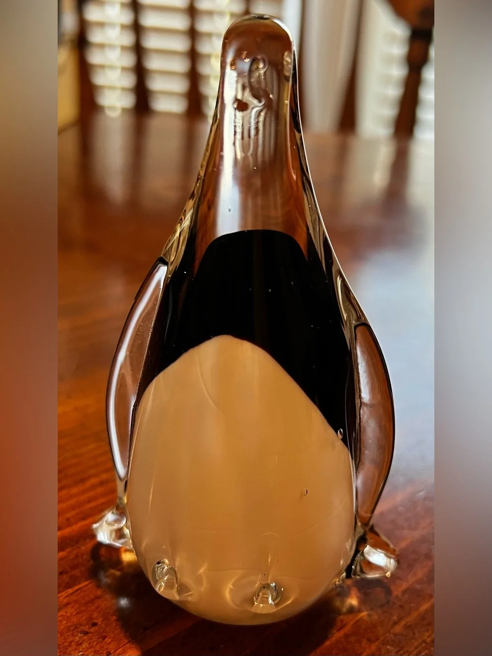 VTG Pier 1 Art Glass Penguin Paper Weight Hand Blown 5 Inches Tall Bird Figurine